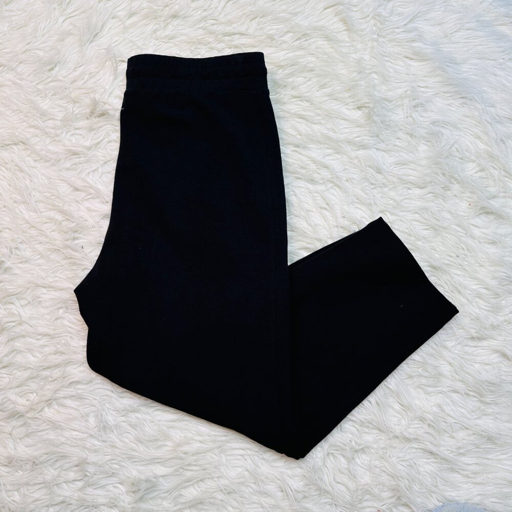 Talbots Pants Womens Medium Drawstring Waist Black Stretch Tapered Casusal Knit